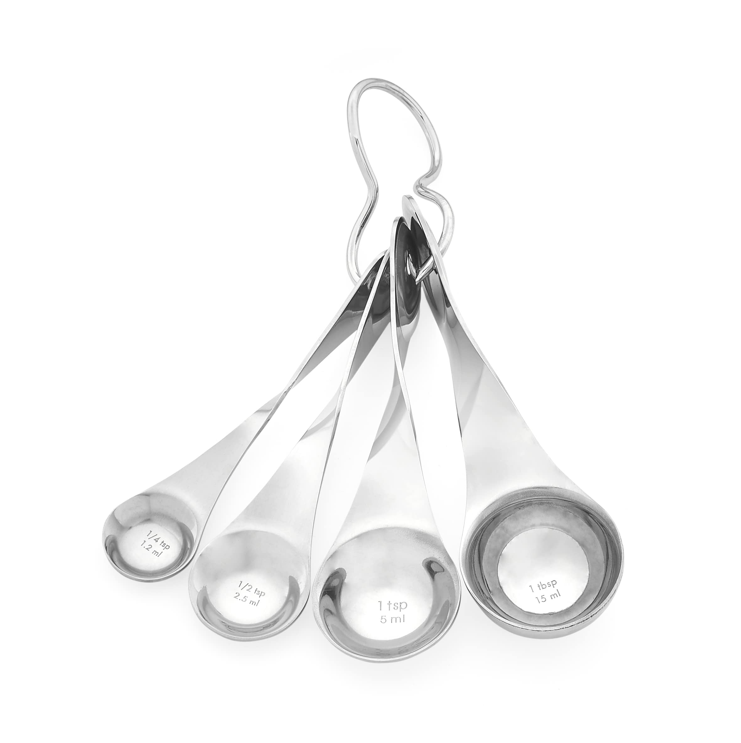 Nambe Twist 4Pc Measuring Spoons Set | Includes 1/4 Tsp, 1/2 Tsp, 1 Tsp, 1 Tbsp | Food Grade Stainless Steel Measuring Cups | Ta