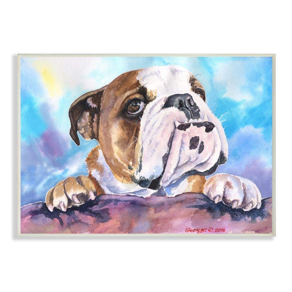 Stupell Industries English Bulldog Dog Pet Animal Watercolor Painting Wall Plaque, 13 X 19, Design By Artist George Dyachenko