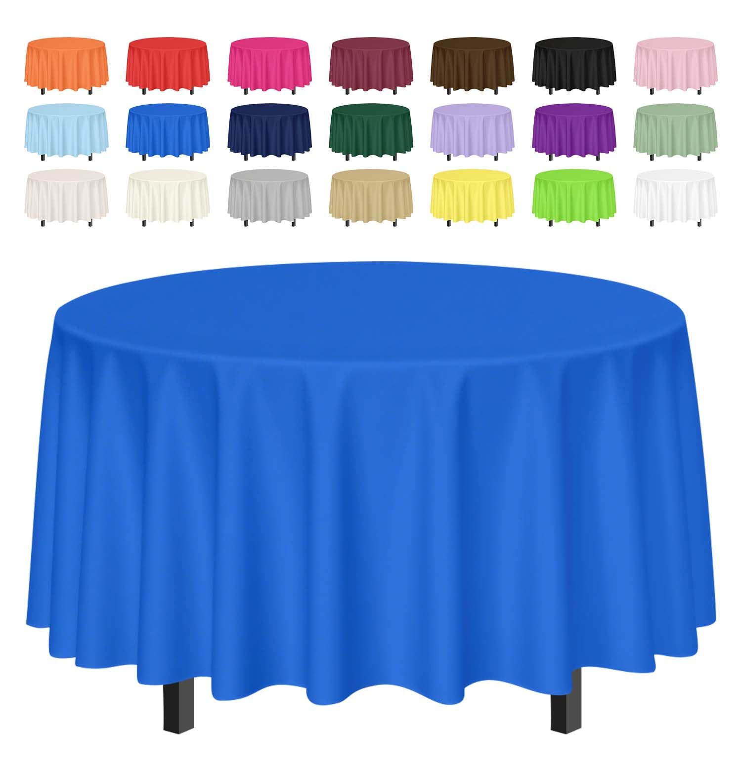SietDESEO 4 Pack Royal Blue Tablecloth Round 84 x 84 Plastic Table Cover Waterproof Royal Blue Table Cloth Disposable for Weddin