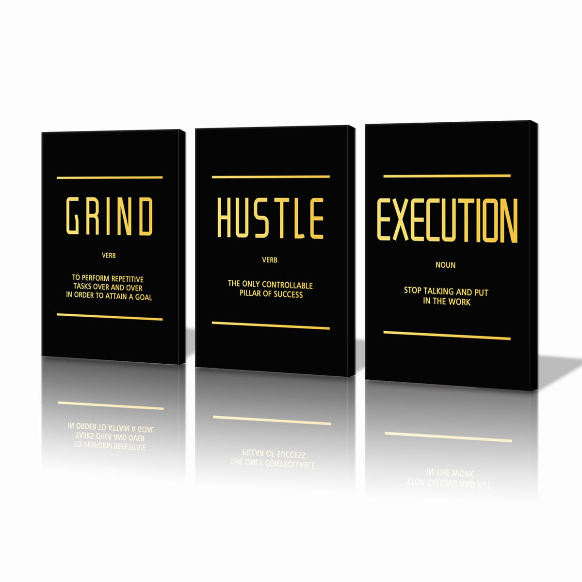 Kawahone Canvas Painting Wall Art, Motivational Wall Art, Grind Hustle Execute Inspirational Poster Print Positive Affirmation G