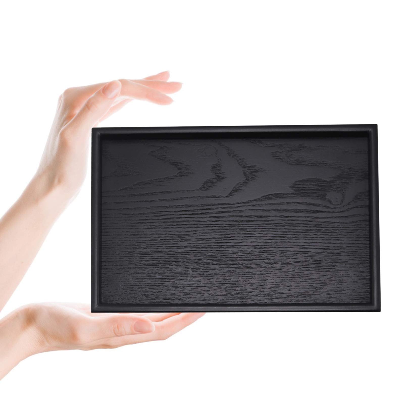 Solid Wood Serving Tray Rectangle Non-Slip Tea Coffee Snack Plate Food Meals Serving Tray With Raised Edges For Home Kitchen Res