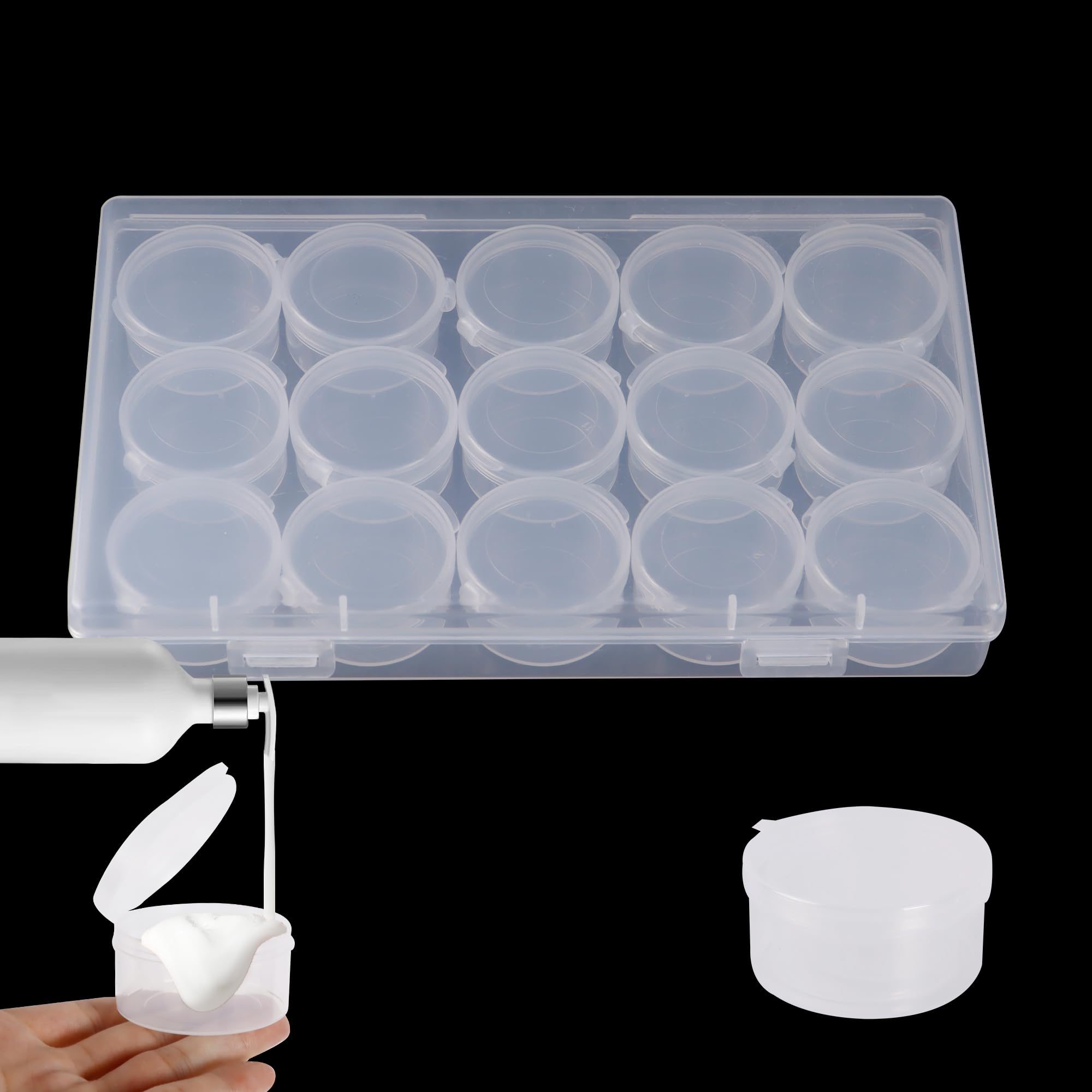 Zfyoung 15Pcs Plastic Cosmetic Jar 7G/7Ml Clear Case With Snap Lids Portable,Travel Storage Cosmetic Samples Beauty Products Min