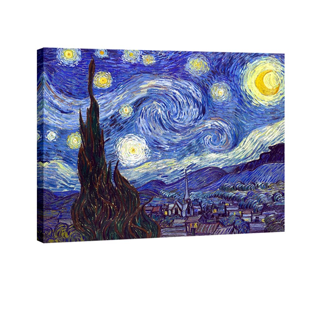 Wieco Art Classic Abstract Giclee Canvas Prints Wall Art For Living Room Home Office Decor Large Starry Night By Van Gogh Famous