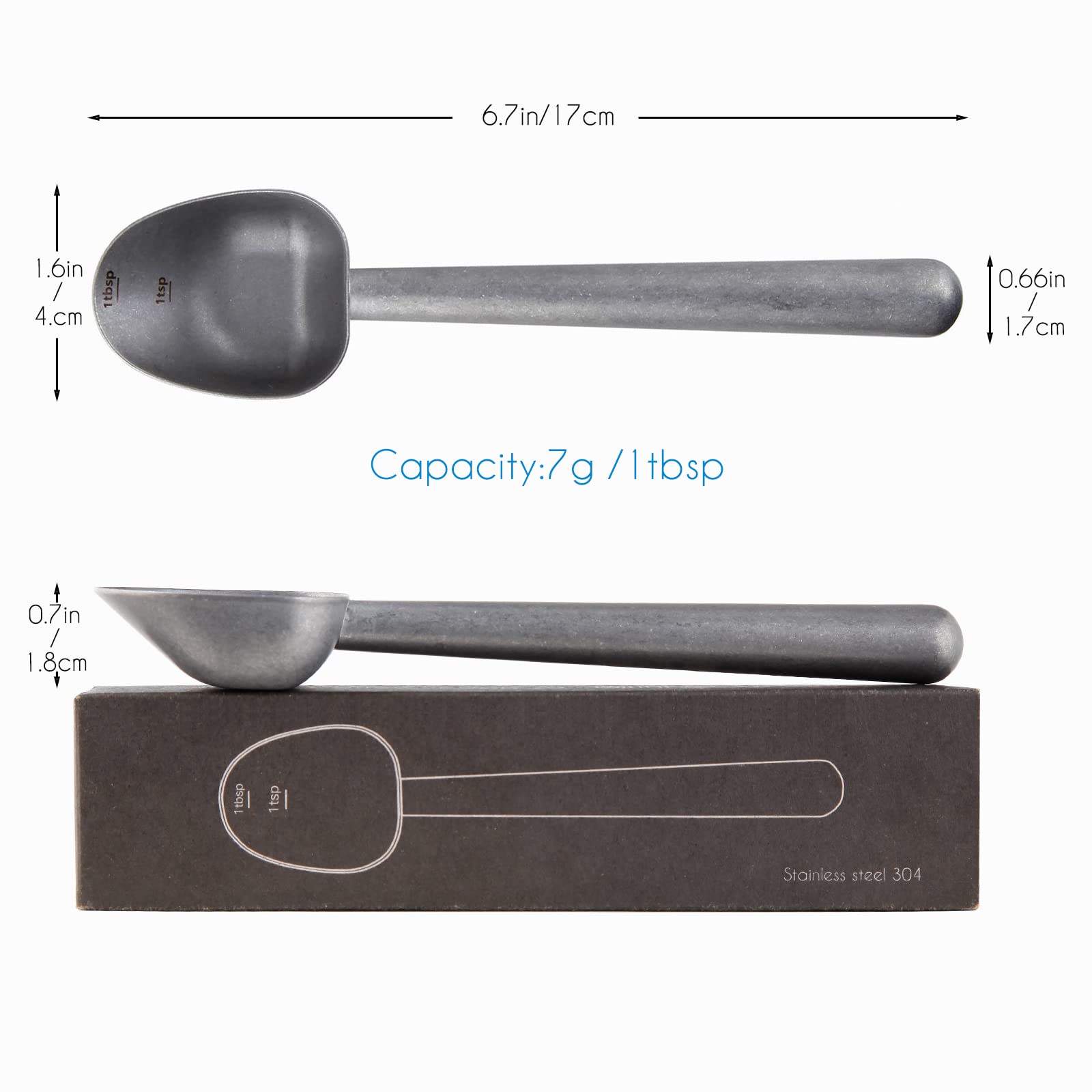Easyworkz Stainless Steel Long Hollow Handle Coffee Scoop,7G Measuring Spoon For Ground Coffee And Loose Leaf Tea, Vintage