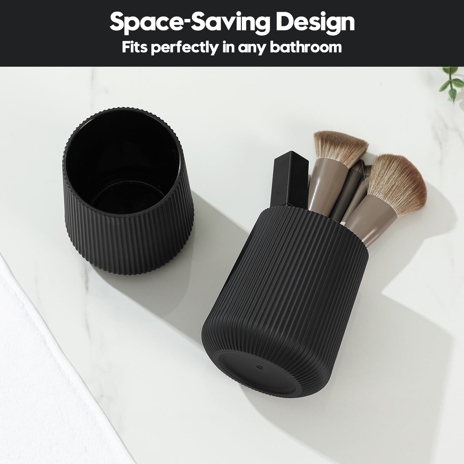 YAUKPH Black Striped Toothbrush Holder for Electric Toothbrushes Bathroom Organizer for Toothpaste Kids & Adults