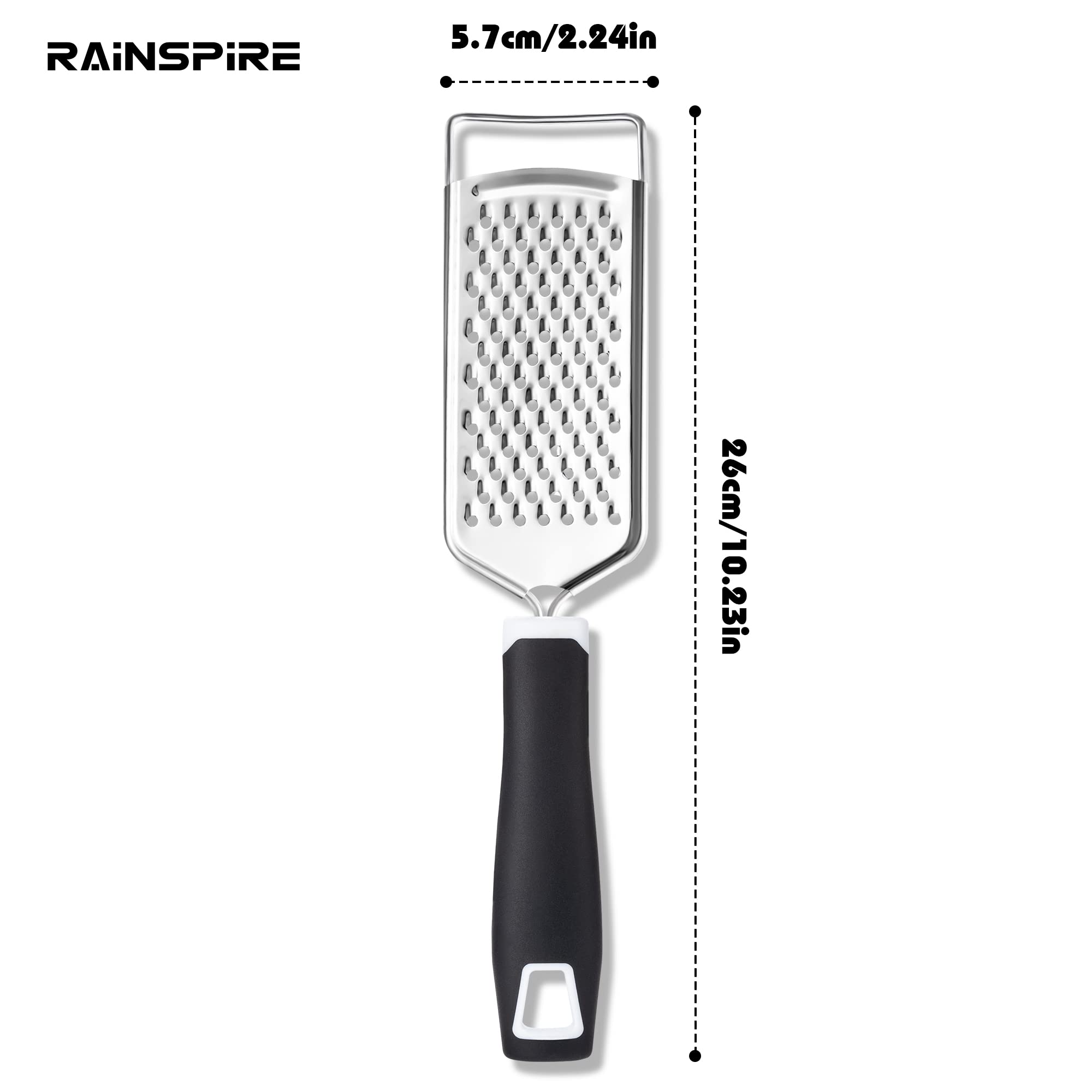 Rainspire Professional Cheese Graters For Kitchen Stainless Steel Handheld, Metal Lemon Zester Grater With Handle For Cheese, Ch