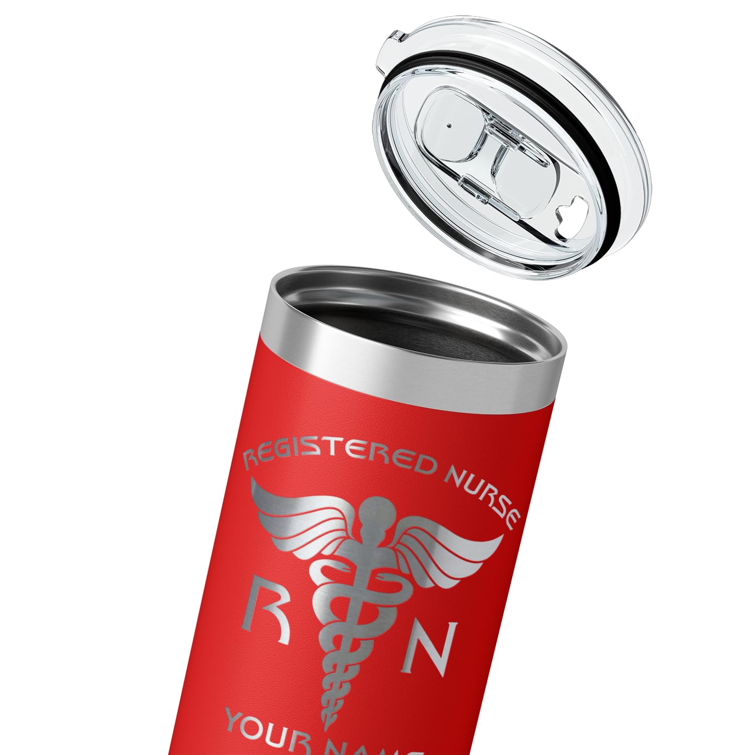 Personalized Rn Registered Nurse Gift On Red 22 Oz Stainless Steel Skinny Tumbler Custom Engraved Gifts For Men And Women