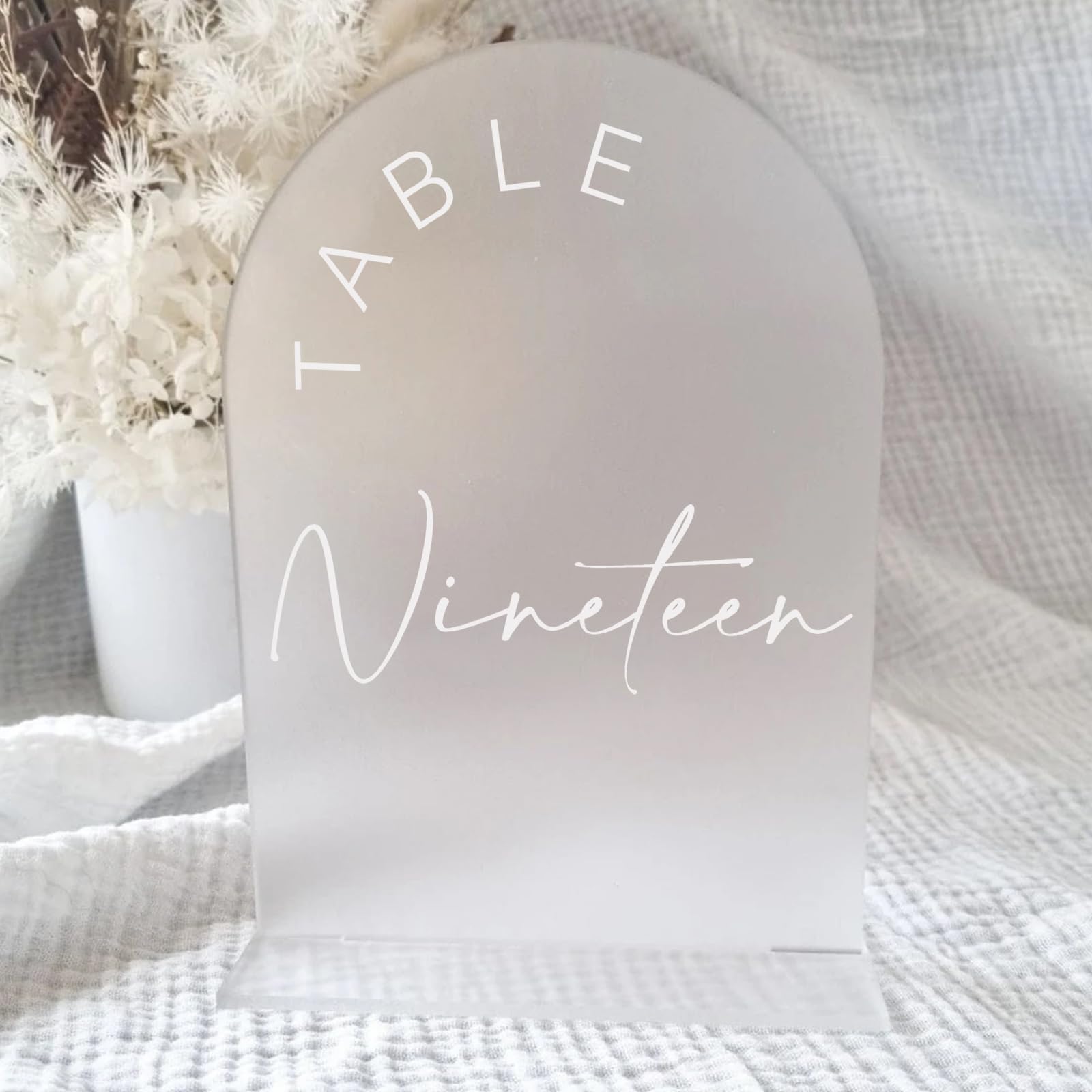 Jinmury Frosted Arch Wedding Table Numbers 1-10 With Stands, 5X7 Inch Frosted Arch Acrylic Sign With White Letters, Frosted Arch
