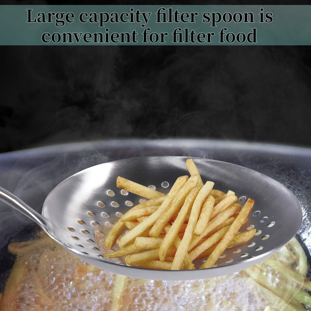 Newness Slotted Spoon, [Rustproof, Integral Forming, Durable] 304 Stainless Steel Widen Skimmer With Vacuum Ergonomic Handle, Co