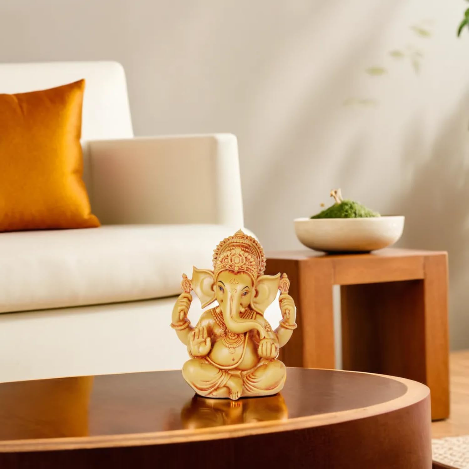 Kartique Ganesha Bhagwan With Modak Mangalkari Ganesh Idol Ganpati Murti Statue Home Office Entrance Car Dashboard Height 6 Inch