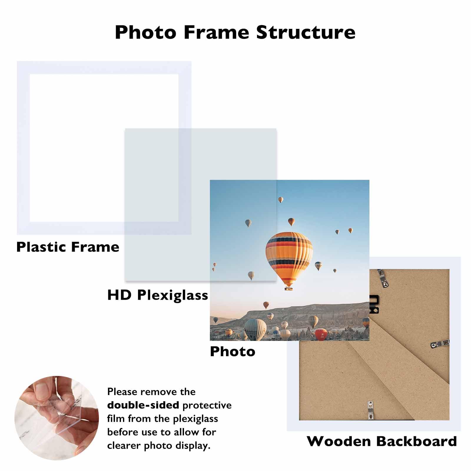 JCJMY 8x8 Picture Frame White for Wall Hanging or Tabletop, Wall Mounting Horizontally or Vertically, 8 x 8 Square Wall Gallery