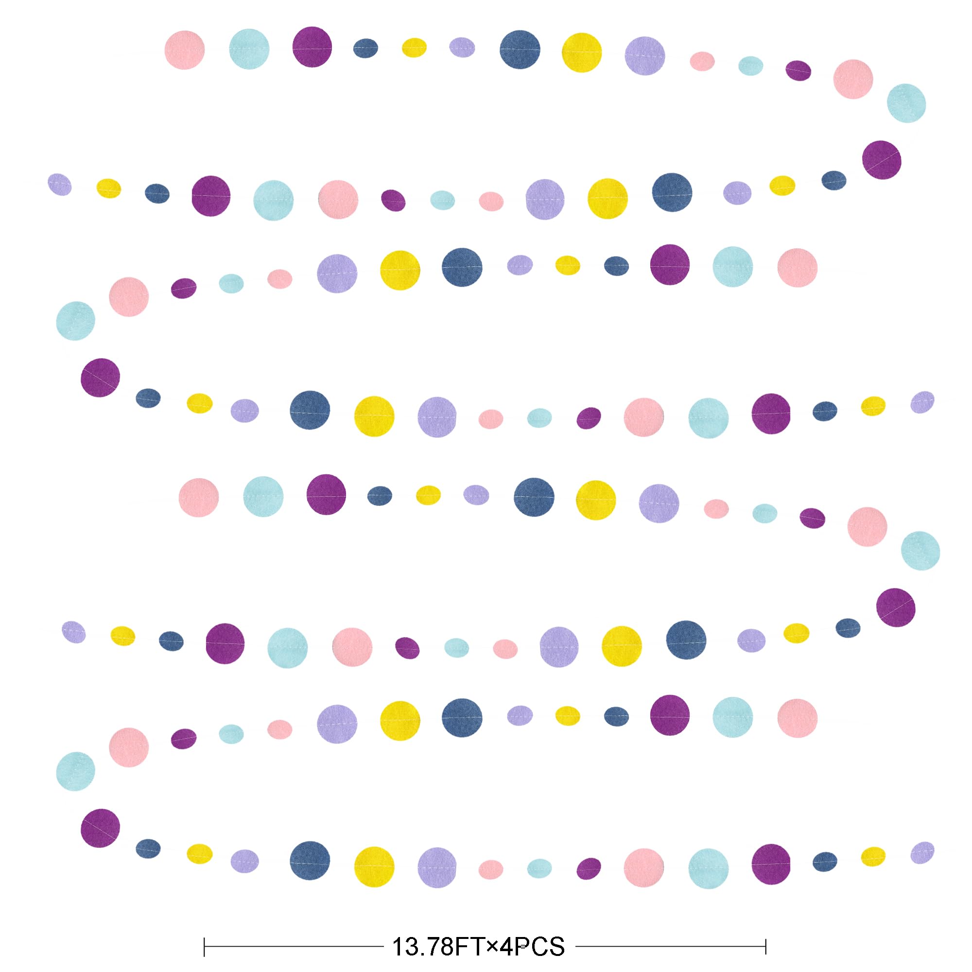 Oh Happy Day Decorations Navy Blue Yellow Purple Pink Boho Felt Circle Dot Garland Hanging Polka Dot Streamer For Classrooms Pre