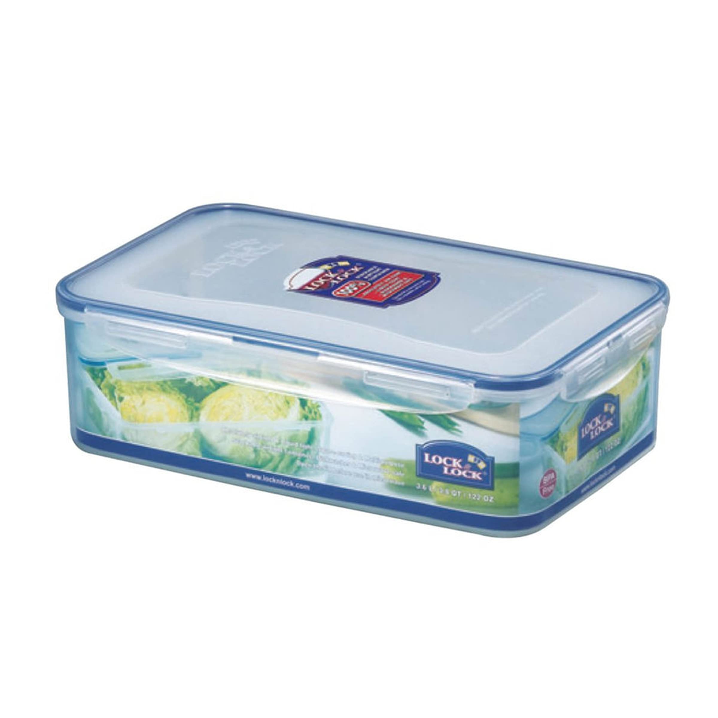 Lock & Lock Airtight Rectangular Food Storage Container With Special Drain Tray 121.73-Oz / 15.22-Cup