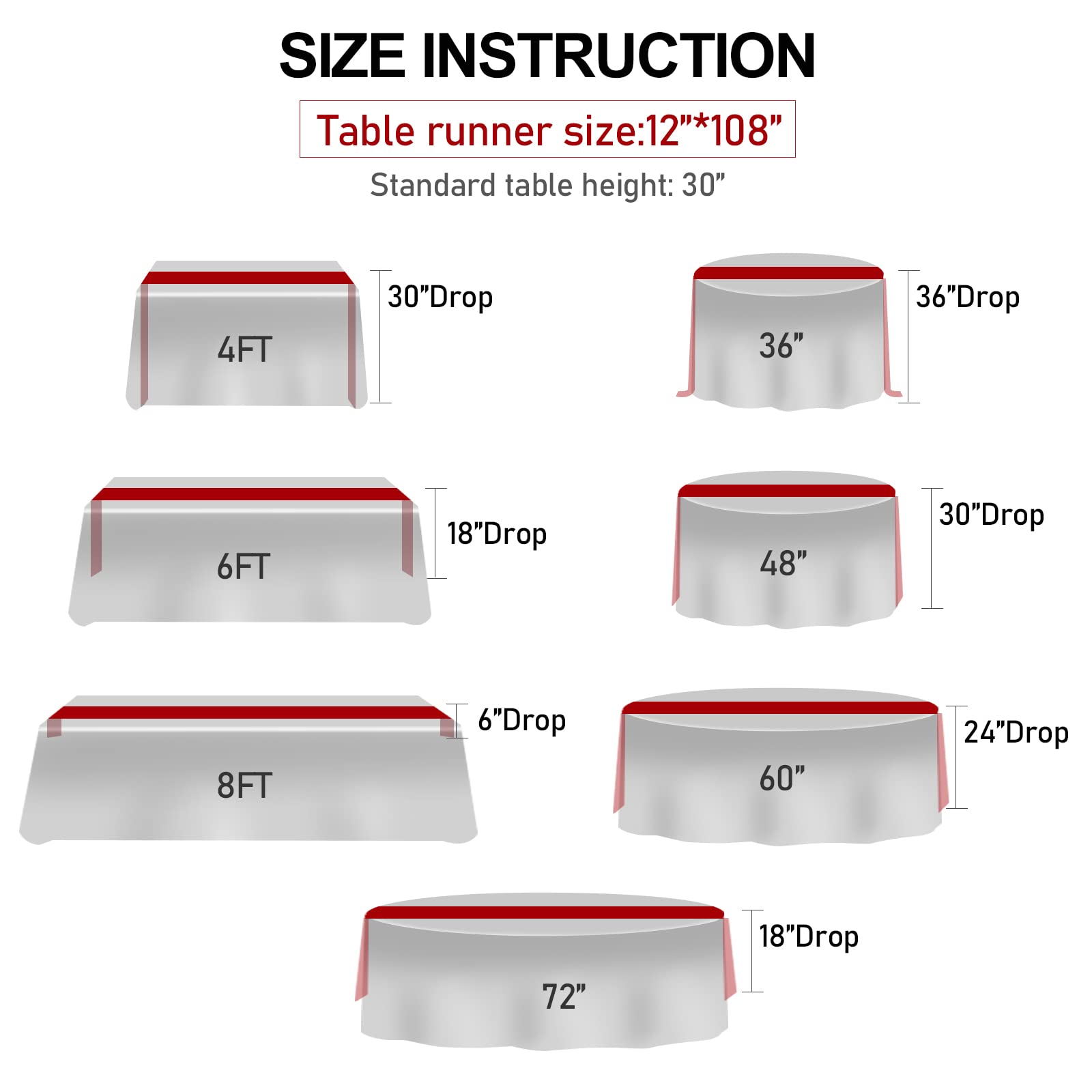 Hghdbt Satin Red Table Runner - 12X108Inch 2 Pack Table Runners For Rectangle/Round Table Dining Party Wedding Brithday Christma