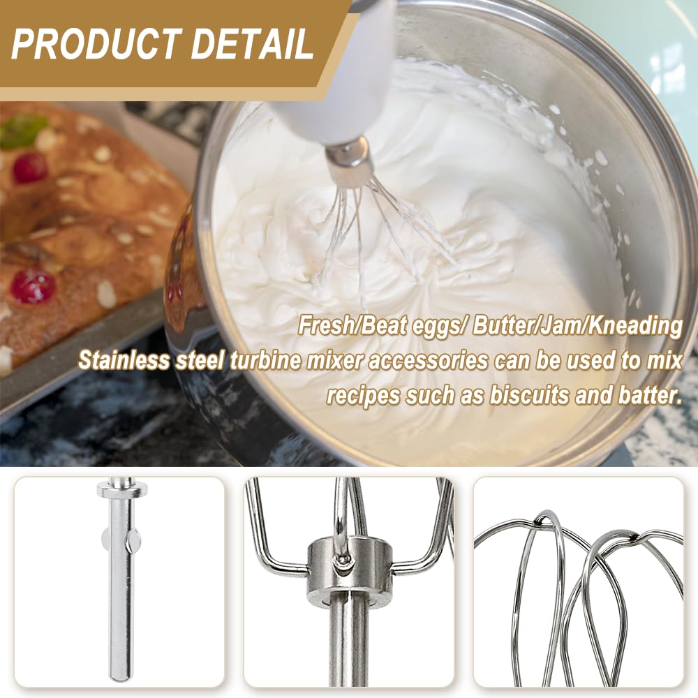 Cenipar W10490648&Khmpw- Khm2B W10490648 Hand Mixer Turbo Beaters(2 Pack) & Khmpw Stainless Steel Pro Whisk(2 Pack) Fit For Khm5