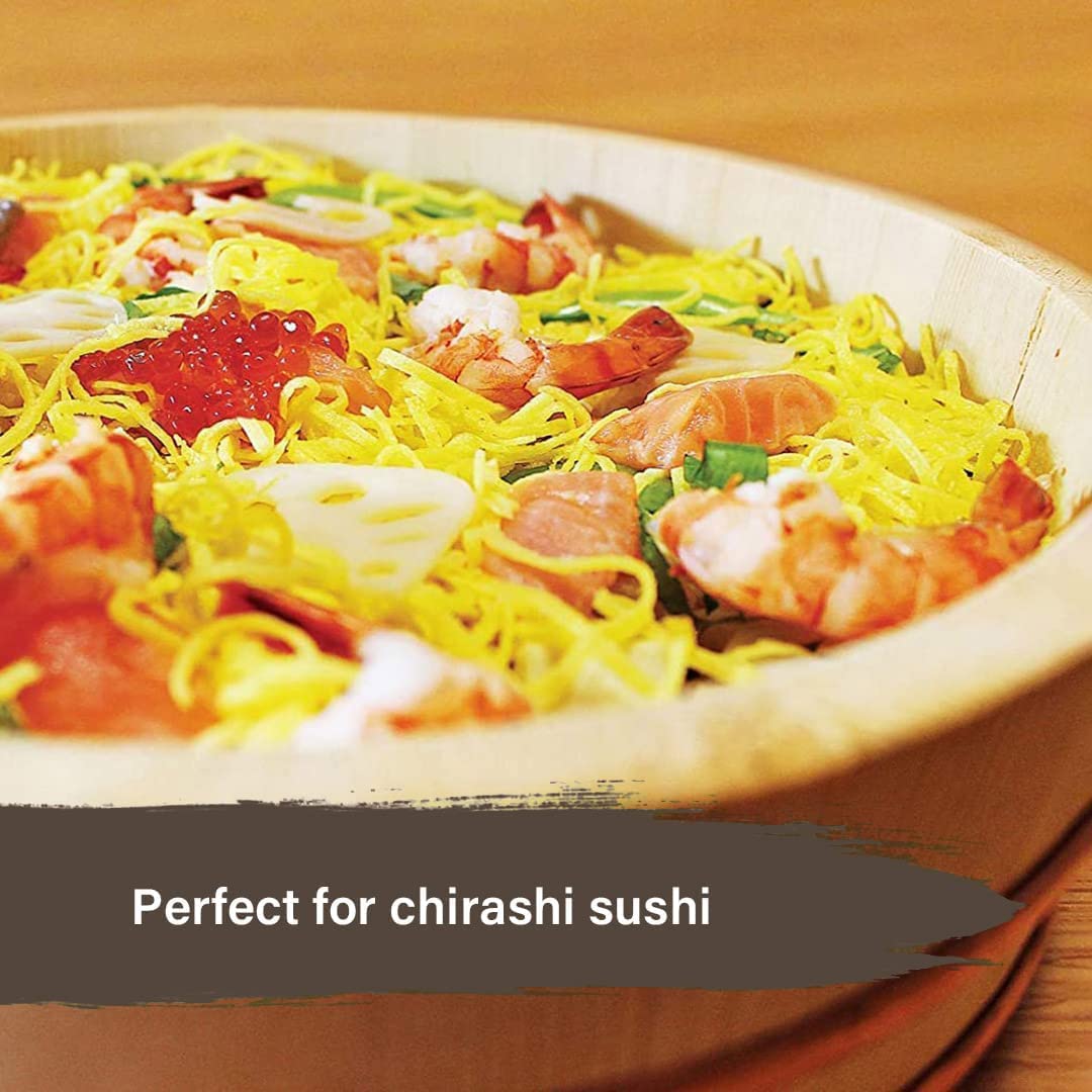 Tikusan Wooden Hangiri Sushi Rice Mixing Tub Pp Band Made In Japan Made Of Momi Fir Sushi Rice Bowl Sushi Oke (13'')