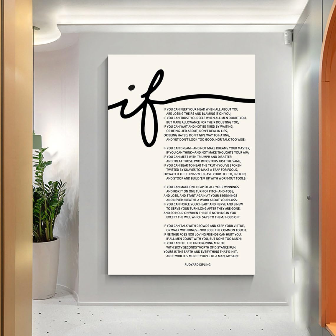 If Poem Inspirational Framed Canvas Print Wall Art If Poem By Rudyard Kipling Motivational Poetry Wall Decor If Poster Font Quot