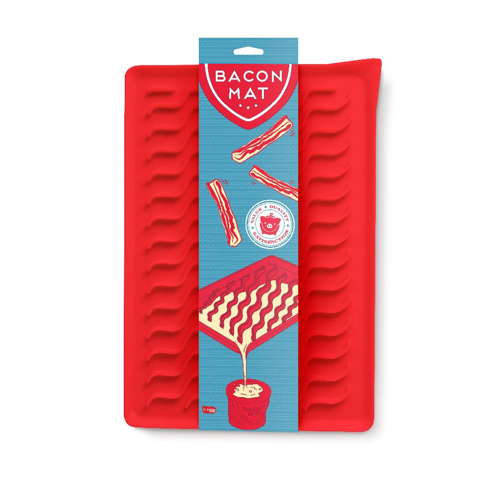 Talisman Designs Silicone Oven-Safe Bacon Mat | Family Friendly Kitchen Tools | 11X16 Inches | Red | Roasting Mat For Meat And P