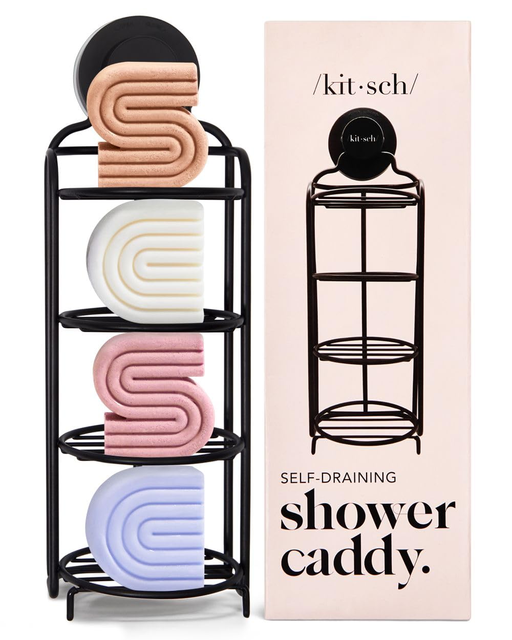 Kitsch Bar Soap Holder For Shower Wall, Rust Proof Self Draining Soap Dish For Shower With Strong Suction Cup, Stainless Steel S