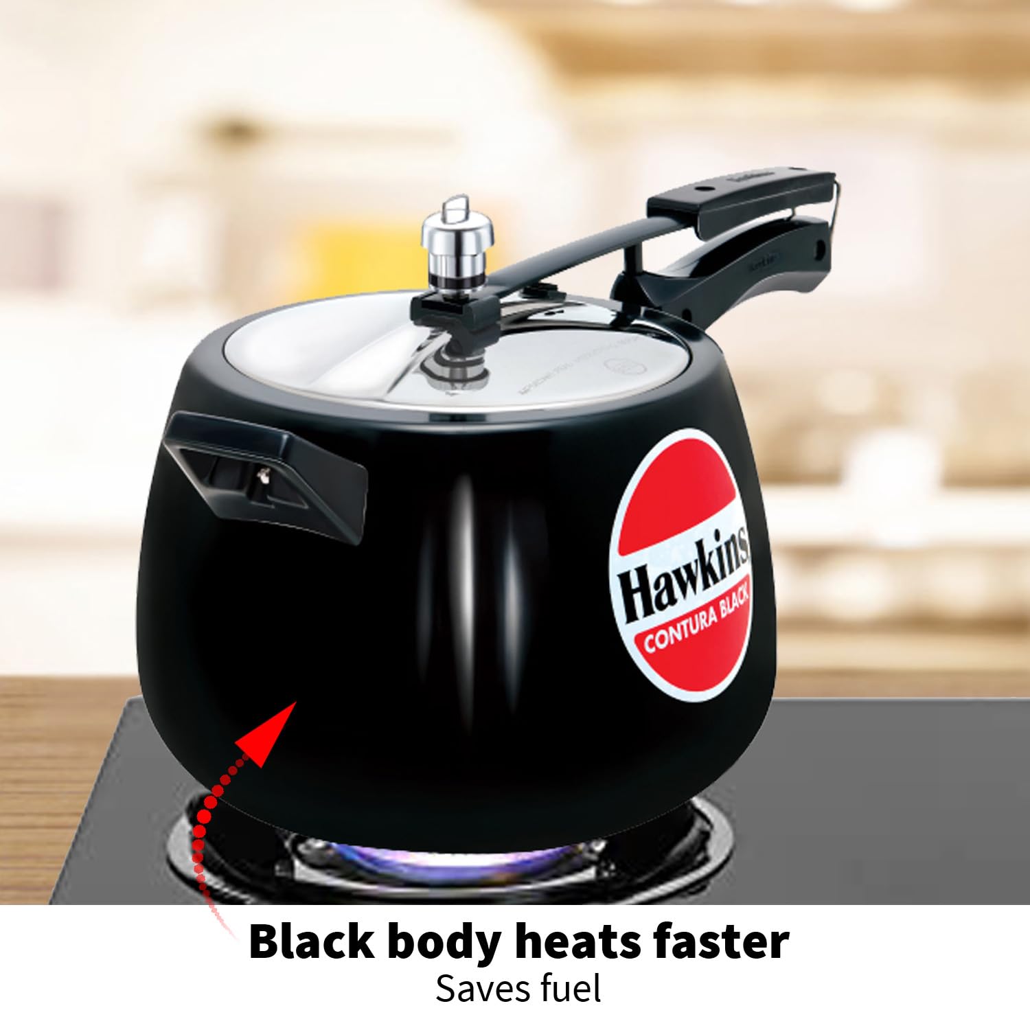 Hawkins CB65 Hard Anodised Pressure Cooker, 6.5-Liter, Contura Black