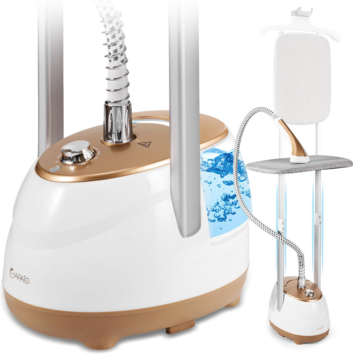 Hapais Steamer For Clothes,1800W Standing Garment Steamer With Adjustable Double Rod,Flat And Hanging Ironing,Clothes Steamers W