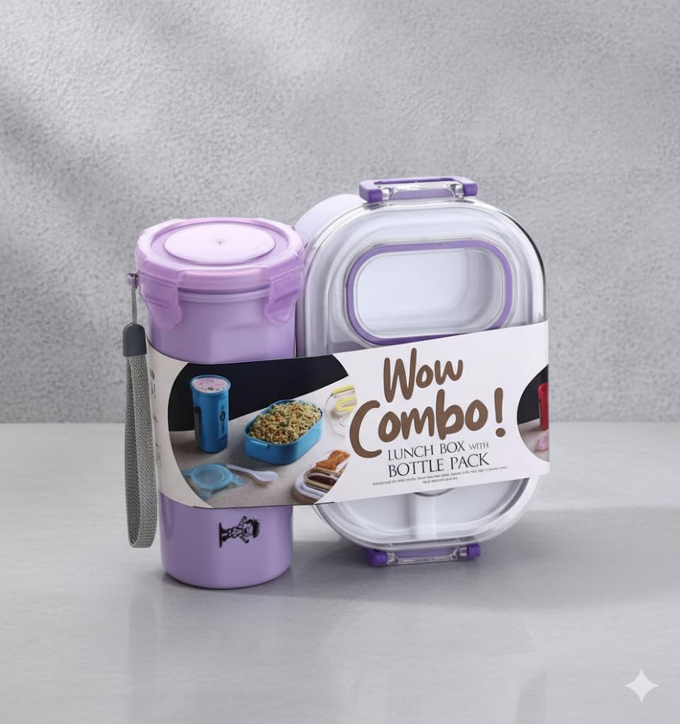 Nurah Lunch Box With Bottle Set For School | School Lunch Box For Boys| | L Lunch Box For Girls | Tiffin Box With Water Bottle |