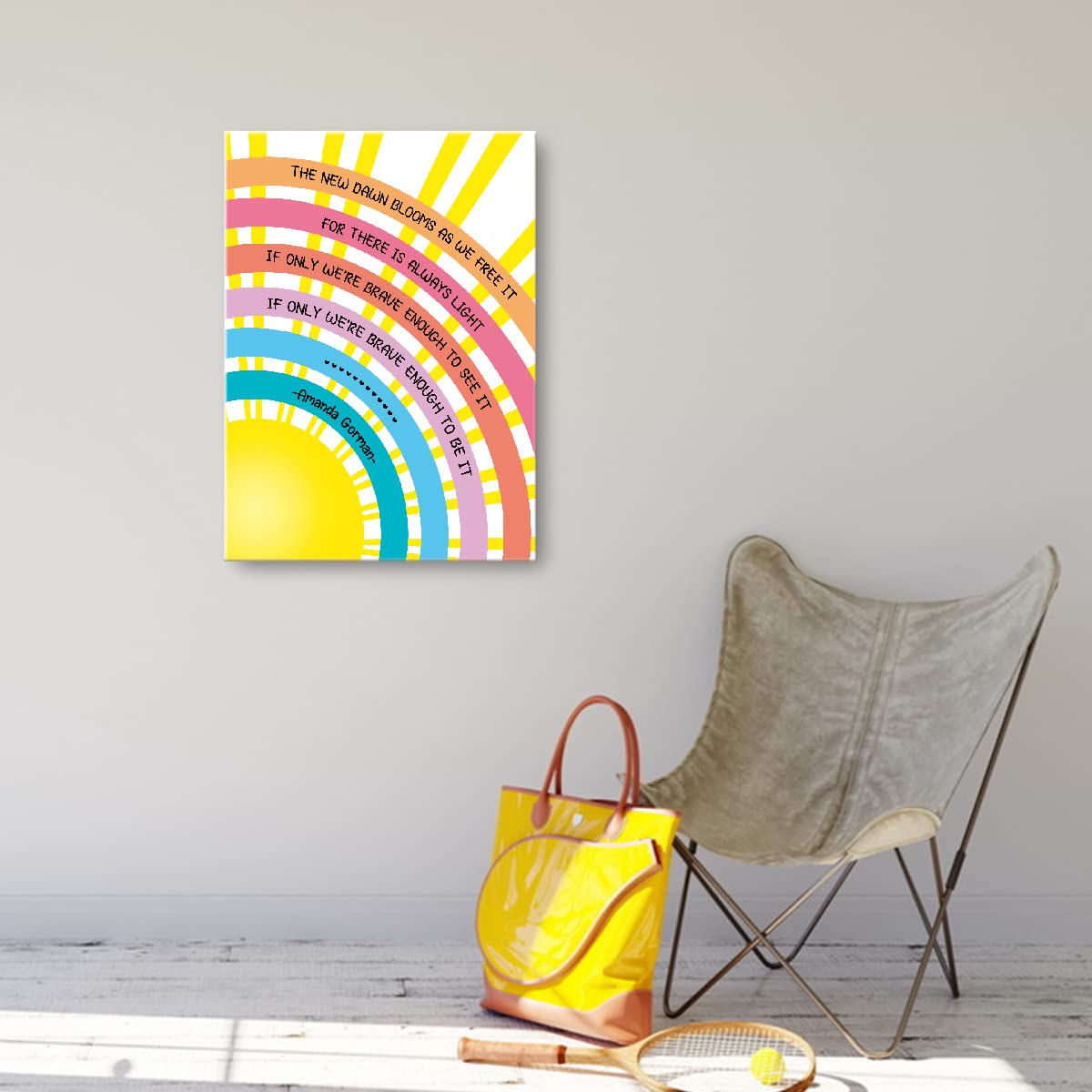 The New Dawn Blooms As We Free It Canvas Wall Art, Sunshine Feminism Motivational Canvas Poster Print For Feminist Teens College