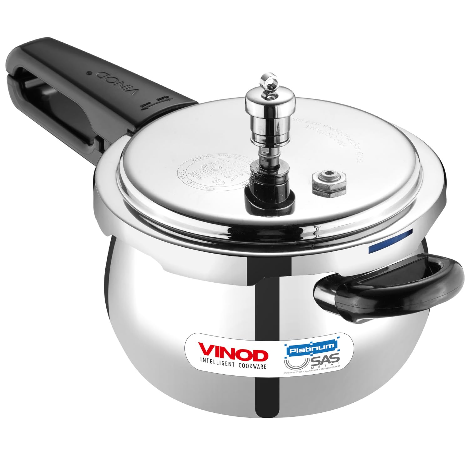 Vinod Splendid Plus Stainless Steel Pressure Cooker Outer Lid 3 Litre | Sas Bottom Handi Cooker Induction And Gas Base | Isi And