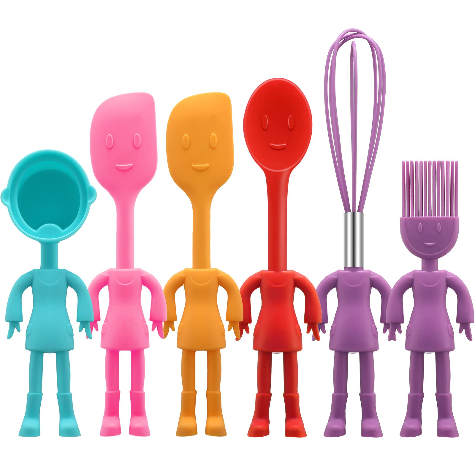Human Shaped Kitchen Utensils Set 6 Piece Non Stick Heat Resistant Baking Tools Kitchen Gadgets Silicone Cute Utensils With Comf