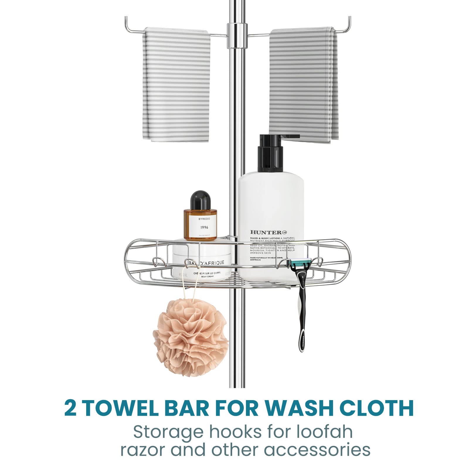 Allzone Corner Shower Caddy Tension Pole, 4-Tier Adjustable Shower Shelves, Rustproof Bathroom Shower Organizer Corner And Showe