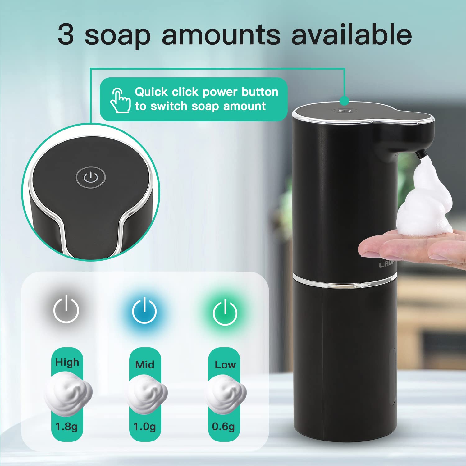 Laopao Automatic Foaming Hand Soap Dispenser Touchless Foam Soap Dispenser Rechargeable Bathroom Countertop Soap Pump For Kids X