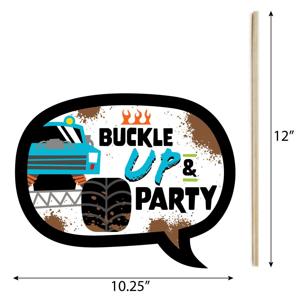 Big Dot Of Happiness Funny Smash And Crash - Monster Truck - Boy Birthday Party Photo Booth Props Kit - 10 Piece