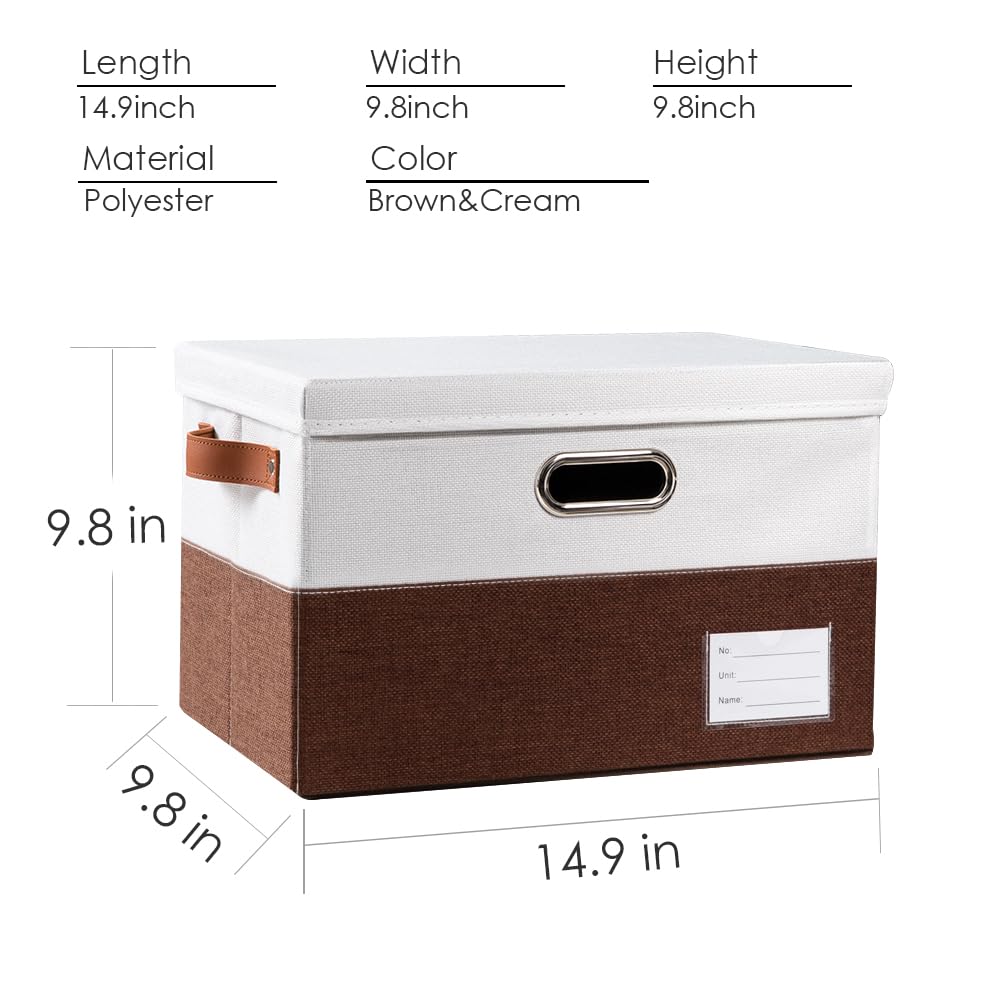 Prandom Foldable Storage Bins With Lids [3-Pack] Fabric Collapsible Storage Boxes Baskets Cubes Containers With Handles For Clos