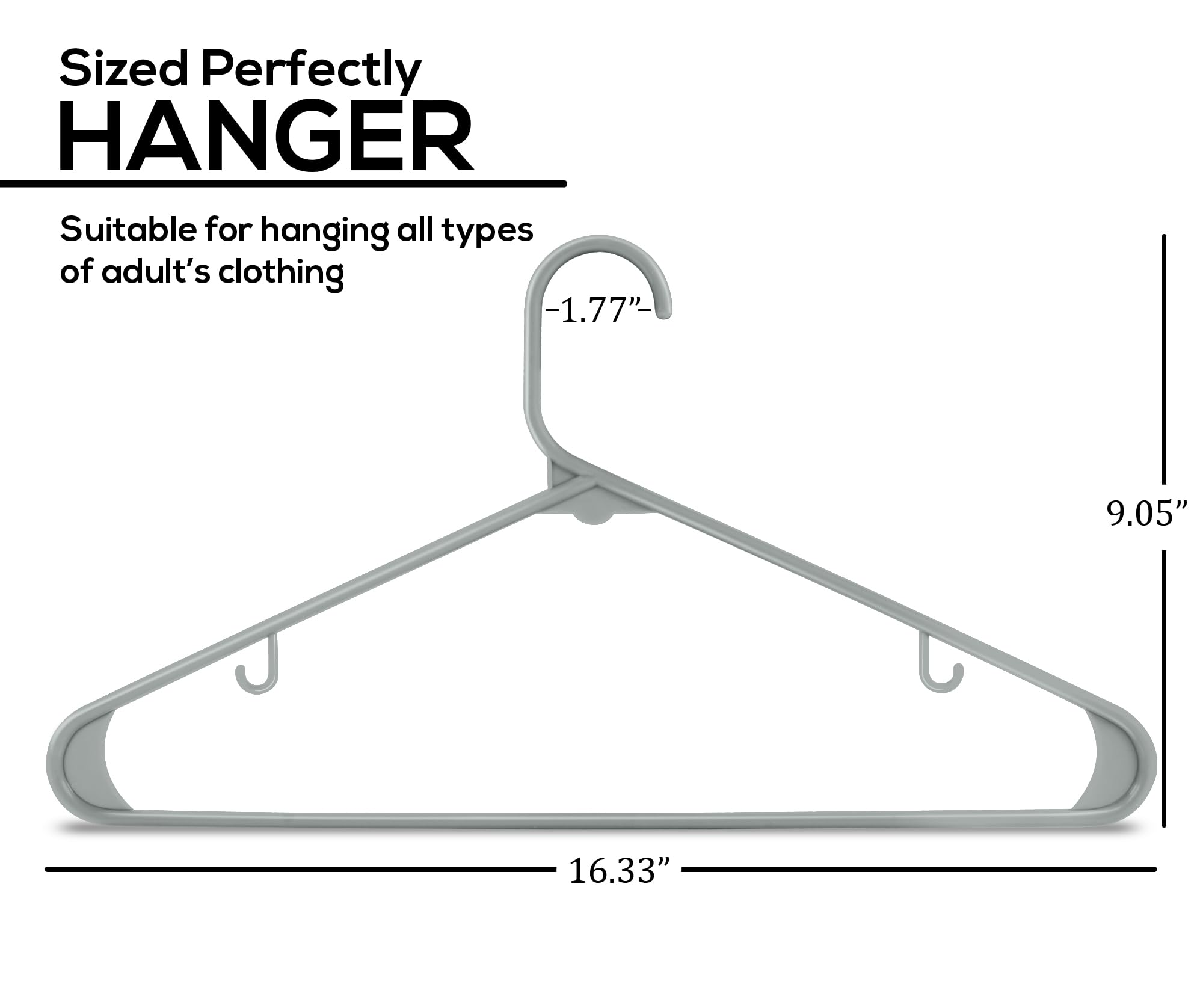 Utopia Home Plastic Hangers 20 Pack - Clothes Hanger with Hooks - Skirt Hangers - Durable & Space Saving Coat Hanger - Heavy Duty Grey Hangers for Coats  Skirts  Pants  Dress  Etc.