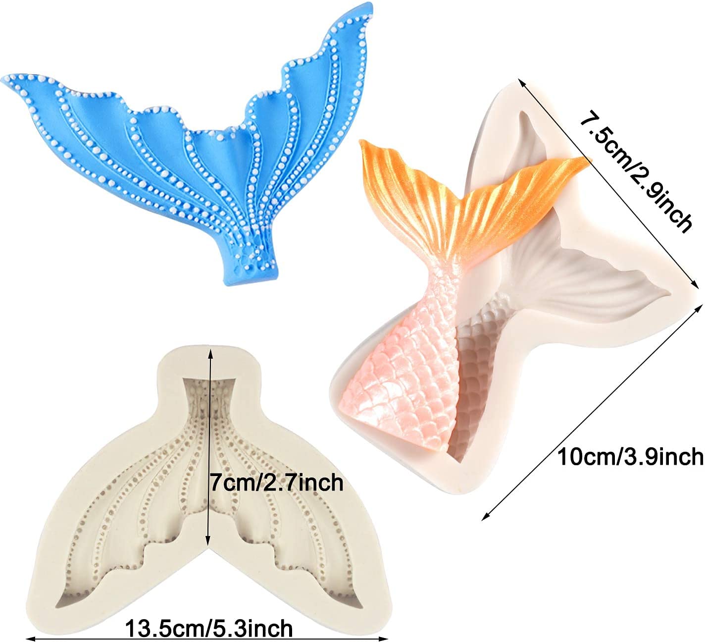 4 Pack Marine Theme Silicone Mold Fondant Molds Seahorse Seashell Starfish Mermaid Tail Silicone Mold Gum Paste Molds Candy Choc