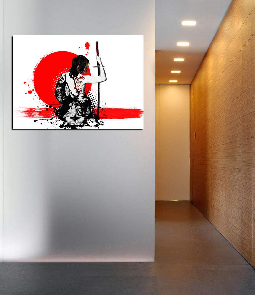 Cortesi Home 'Trash Polka- Female Samurai' By Nicklas Gustafsson, Canvas Wall Art, 12''X18'', Red