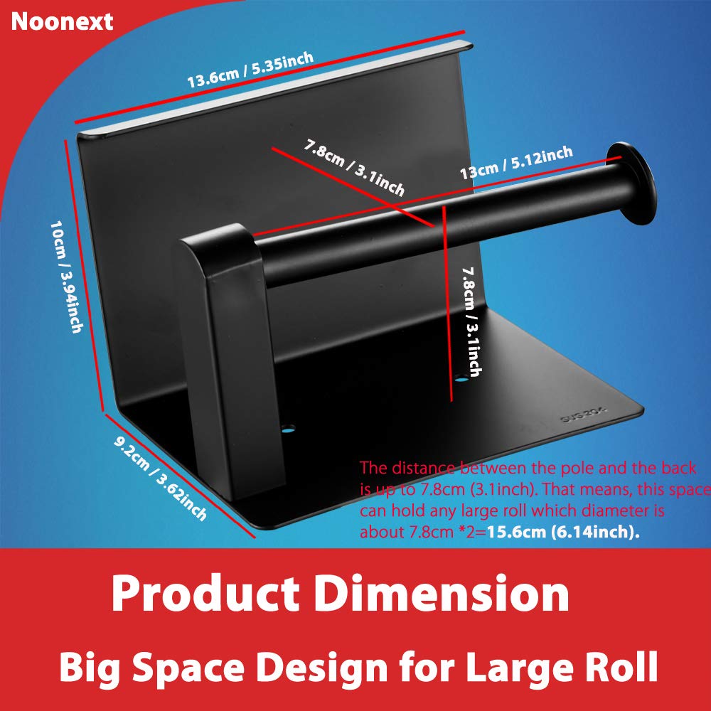 Matte Black Toilet Paper Holder Adhesive  Toilet Paper Roll Holder with Shelf  3M Adhesive No Drill or Wall-Mounted with Screws for Bathroom & Kitchen