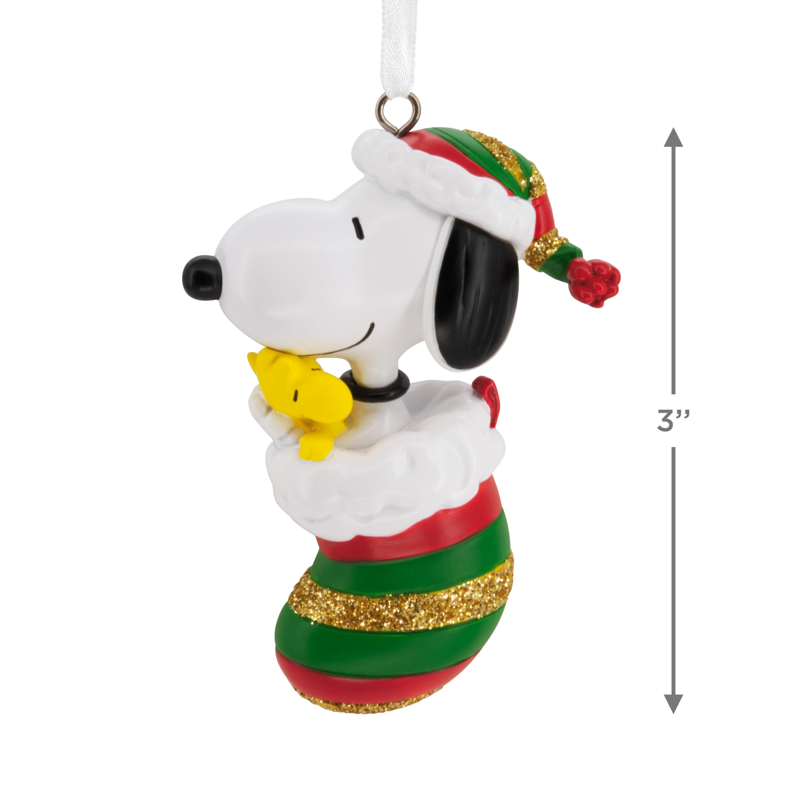 Hallmark Peanuts Snoopy and Woodstock in Stocking Christmas Ornament, Gifts for Peanuts Fans
