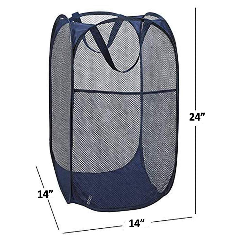 Bud Mesh Pop Up Laundry Hamper, Foldable Clothes Hamper For Kids Room, College Dorm Or Travel, Collapsible Basket For Storage, B