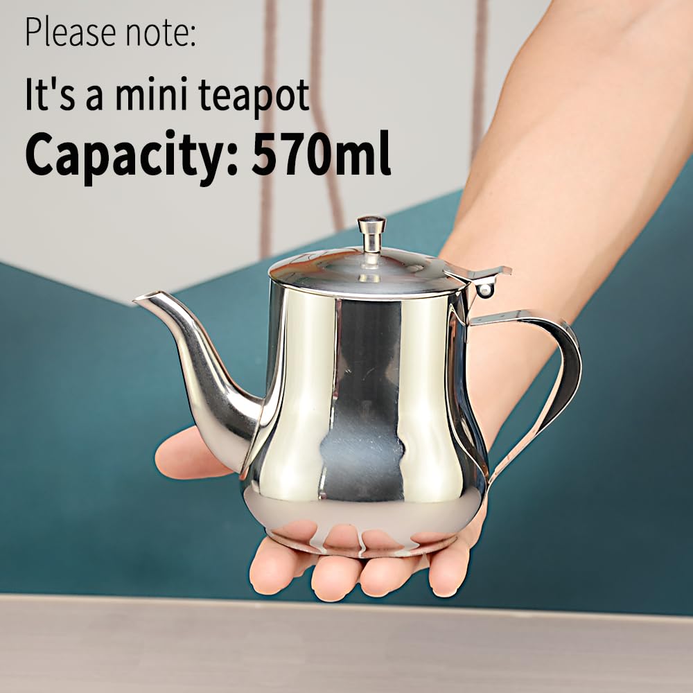 SANQIAHOME 570ml(19Oz) stainless steel small teapot
