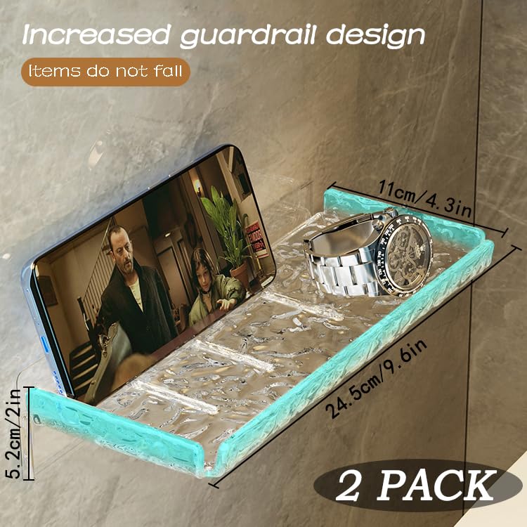 Yiezi 2 Piece Shower Organizer, Wall Floating Shelf, Clear Wall Mounted Organizer For Bathroom Storage And Moreacrylic No Drill