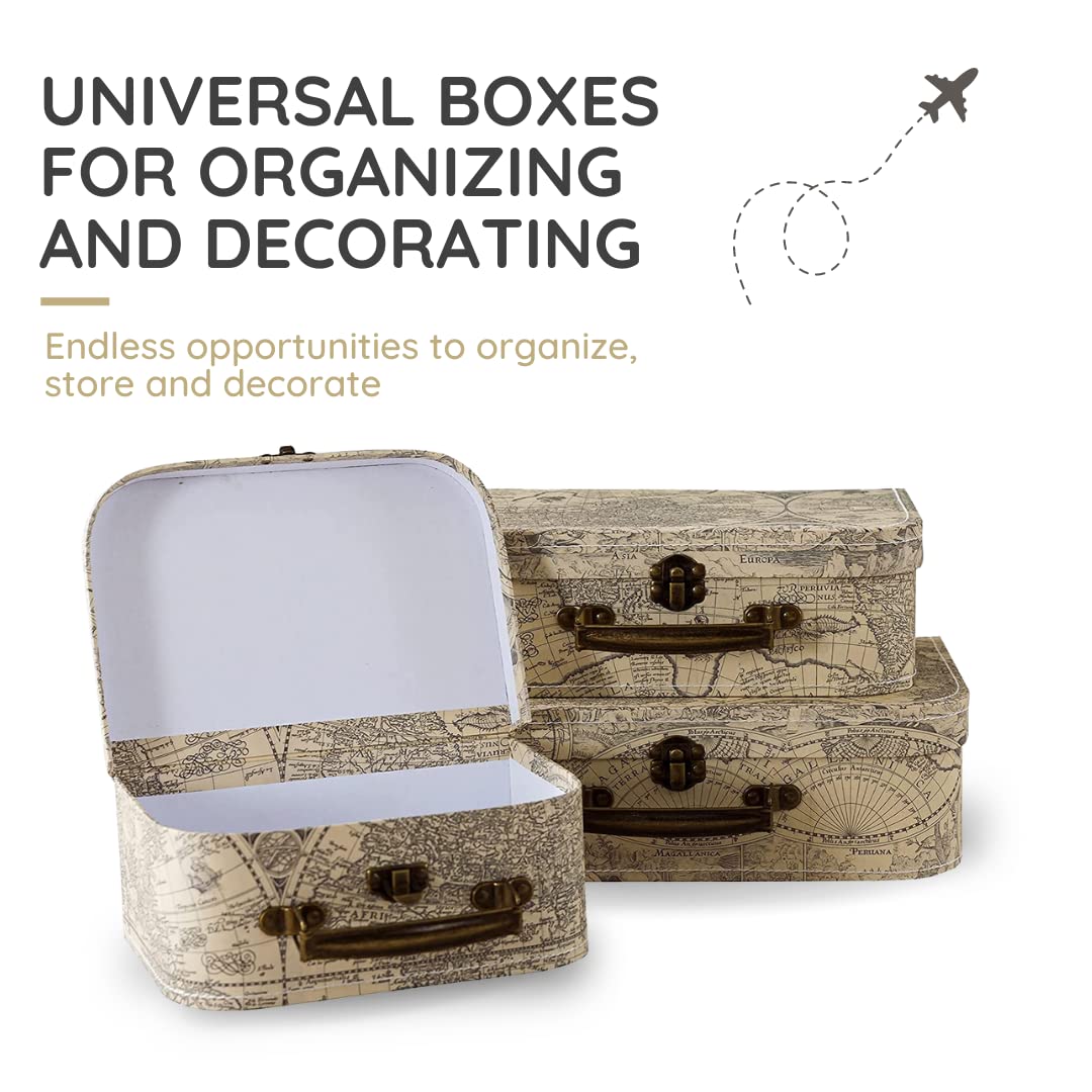 Soul & Lane Decorative Suitcase Storage Boxes with Handle, Set of 3 Ca ...