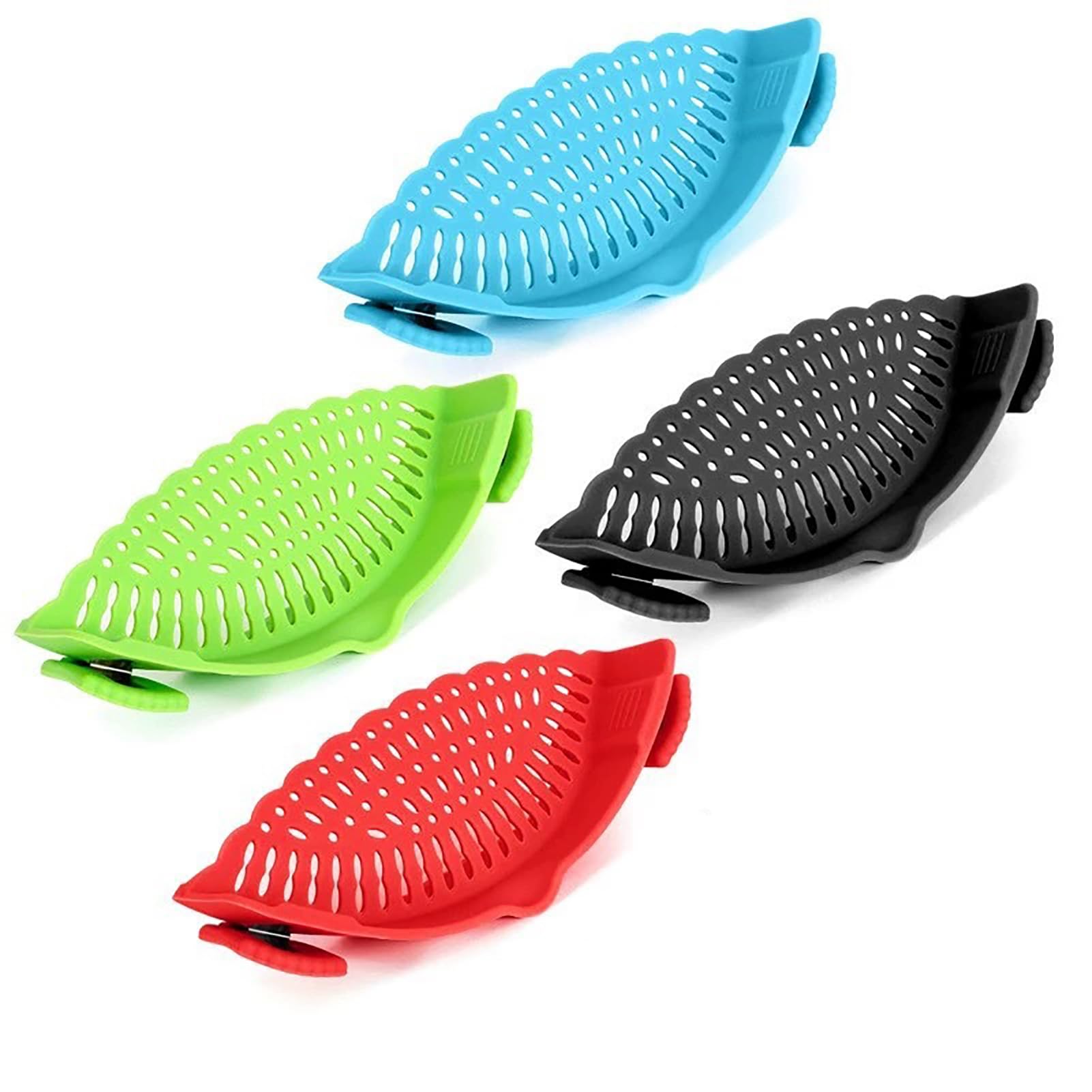 Snap Strainer, Clip On Strainer For Pots Pans, Hands-Free Clip-On Heat Resistant Silicone Colander Pour Spout For Pasta Vegetabl