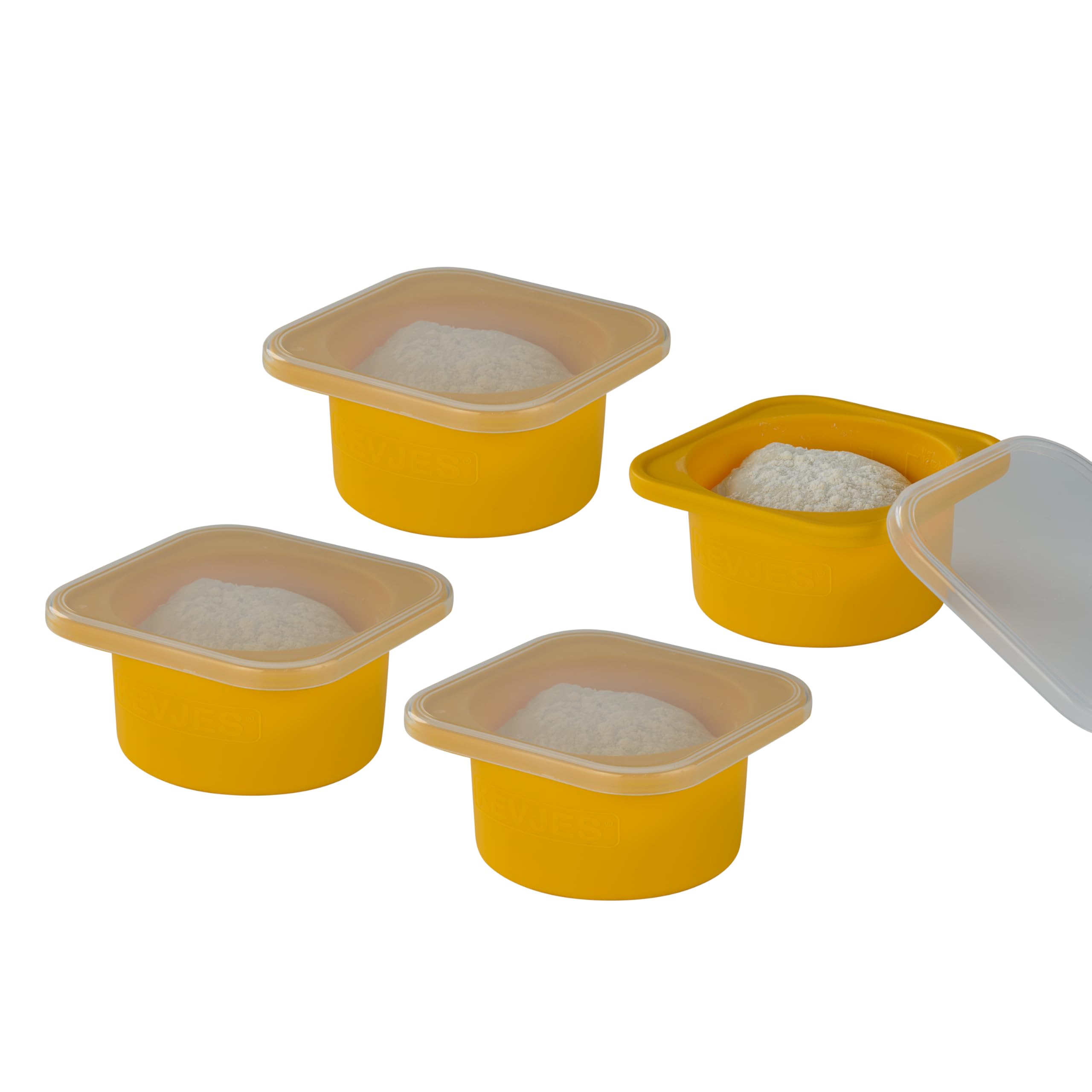 KEVJES Stackable Silicone Artisan Pizza Dough Proofing Proving Containers with Lids pizza making accessories-4 pack-500ml portio
