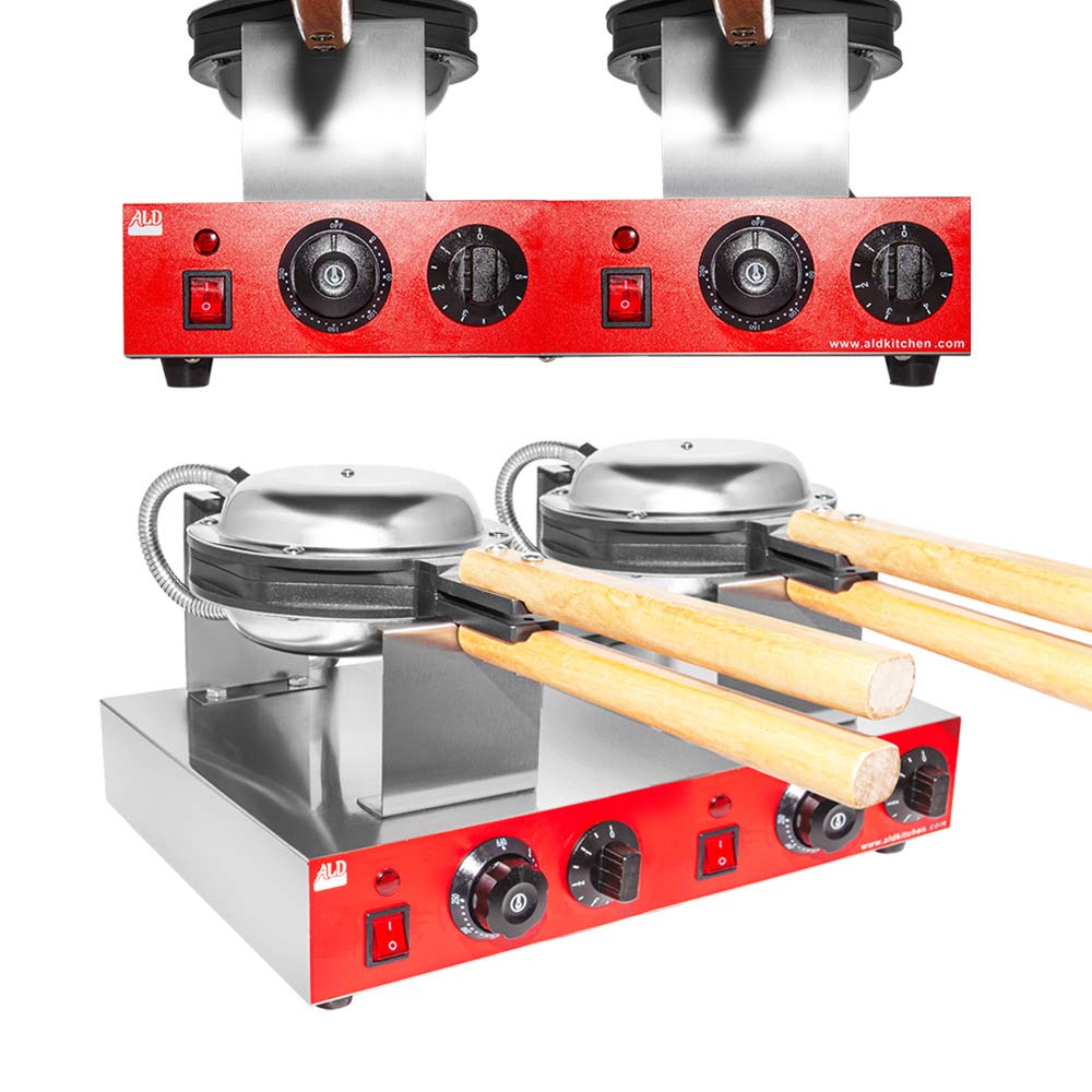 Aldkitchen Bubble Waffle Maker | Bubble Waffle Iron | Egg Waffle Machine | Nonstick Coating (2-Head Electric)