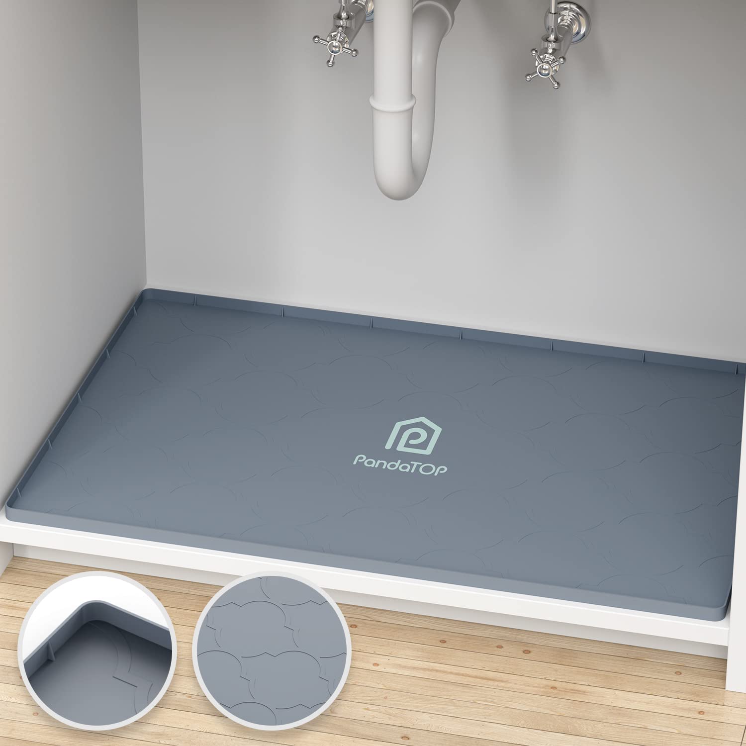 Under Sink Mat, 28'' X 19'' Silicone Kitchen Cabinet Tray, Waterproof & Flexible Under Sink Liner For Kitchen Bathroom And Laund