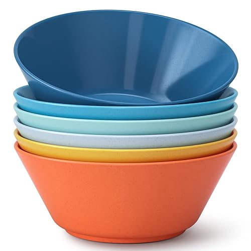 Homestockplus 50 Oz Large Cereal Bowls, Unbreakable Salad Bowl Set Of 6, Sturdy And Stackable Serving Bowls, Microwave Dishwashe