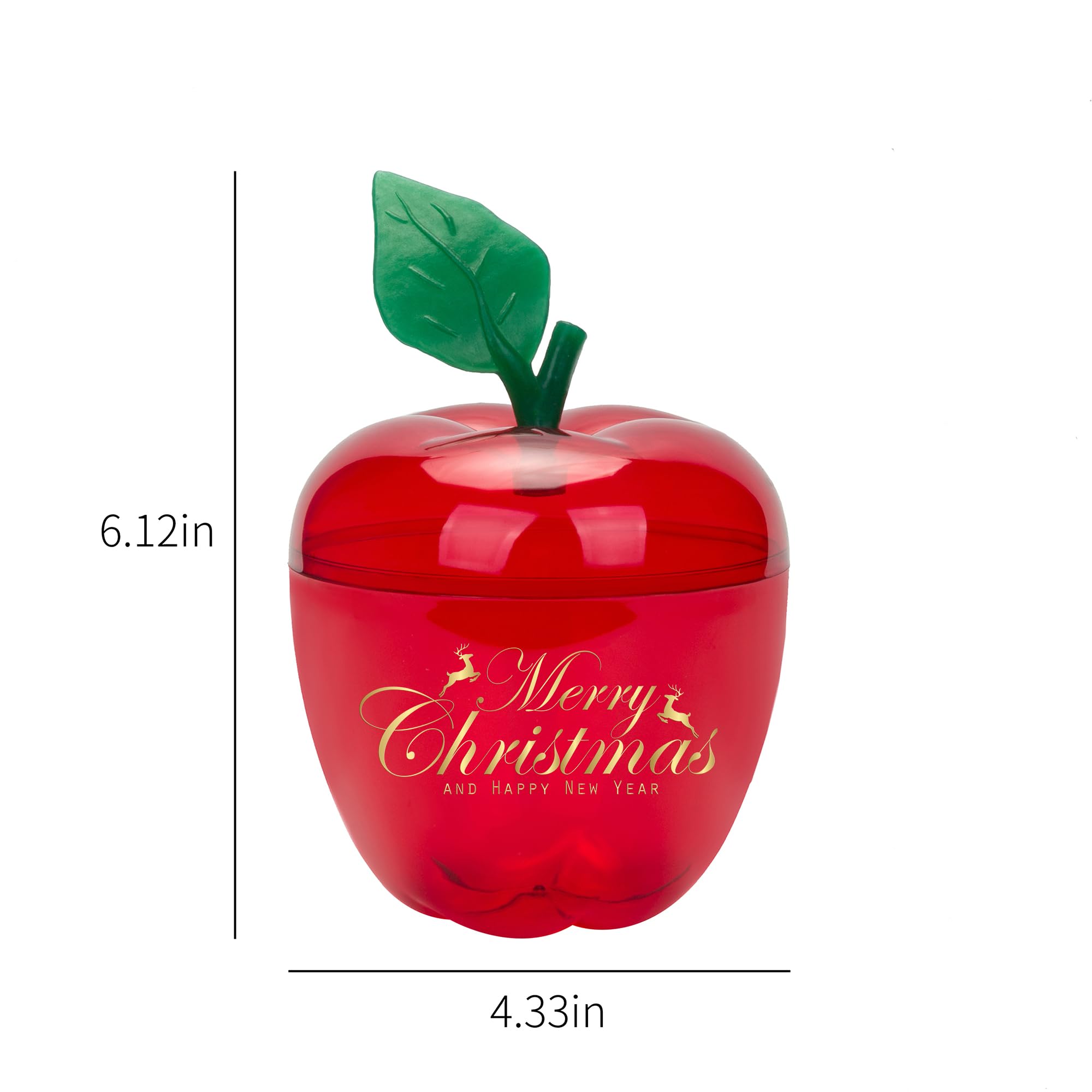 HANZE Large Red Apple-Shaped Containers - Plastic Candy Toy Filling Jar for Holiday Decorations, Back To School Teacher Apprecia