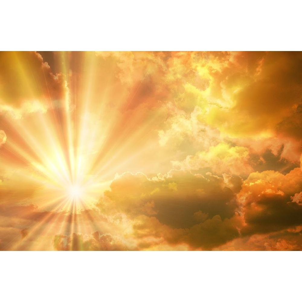 Pitaara Box Sunset Sunrise With Clouds, Light & Rays D2 | Peel & Stick Vinyl Wall Sticker For Bedroom & Living Room | 49.3 X 32.