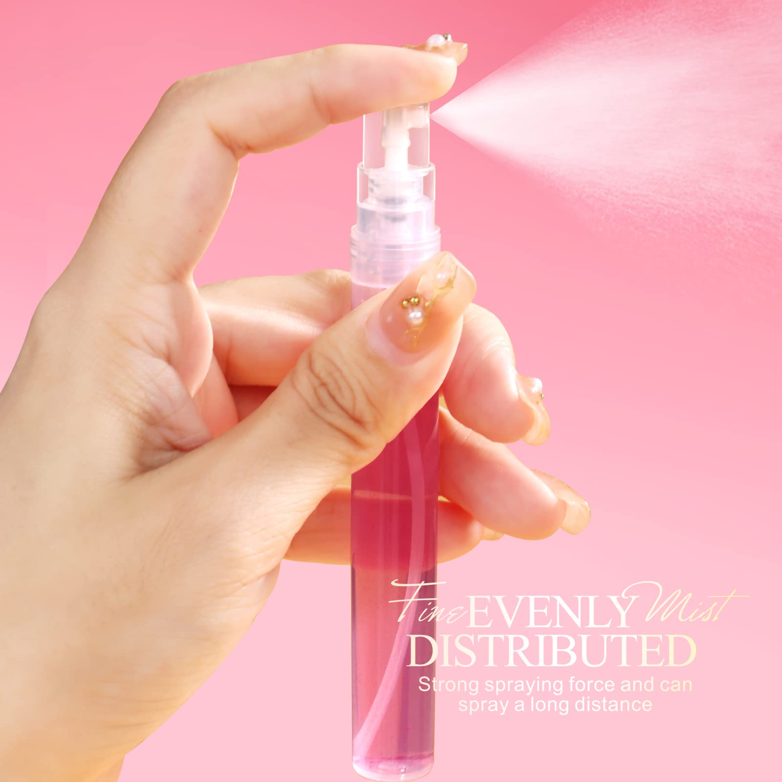 Fandamei Mini Spray Bottle, 10 Pack 10Ml Mini Plastic Spray Bottle Empty, Fine Mist Refillable Mini Perfume Bottle, Perfume Atom